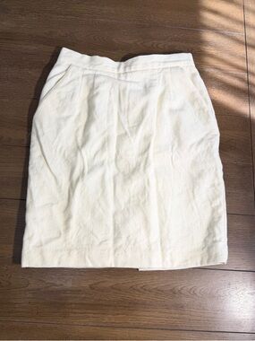 Vintage Norton McNaughton Size 12P Cream 100% Virgin Wool Pencil Skirt w/ lining